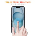 Protector de pantalla de vidrio templado de cobertura total MyBat Pro Privacy para Apple iPhone 15 (6.1) - Negro