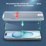 MyBat Pro QuickGuard Tempered Glass Screen Protector w/ Installation Tray for Apple iPhone 15 (6.1) - Black