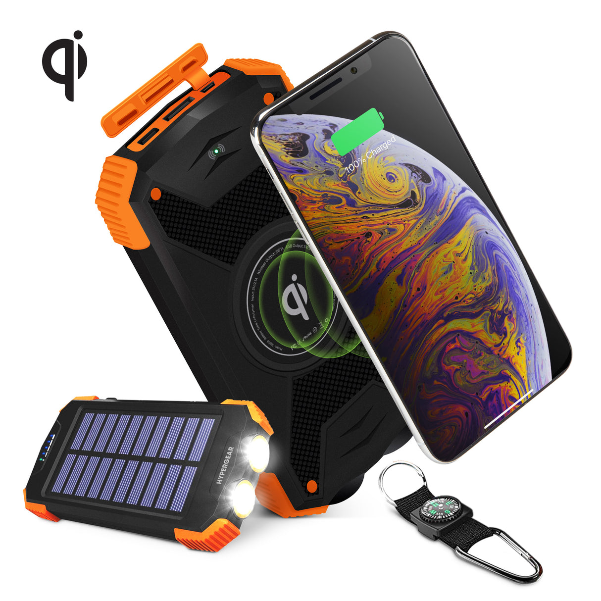 HyperGear Solar 10000 Wireless-Black/orange : 10,000mAh