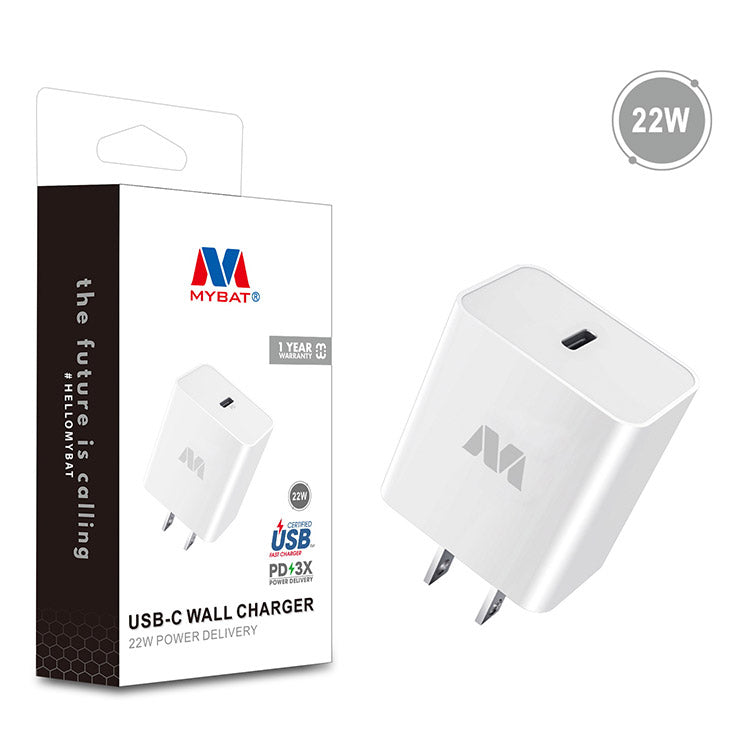 MyBat USB-C Wall Charger (22W Power Delivery) - White