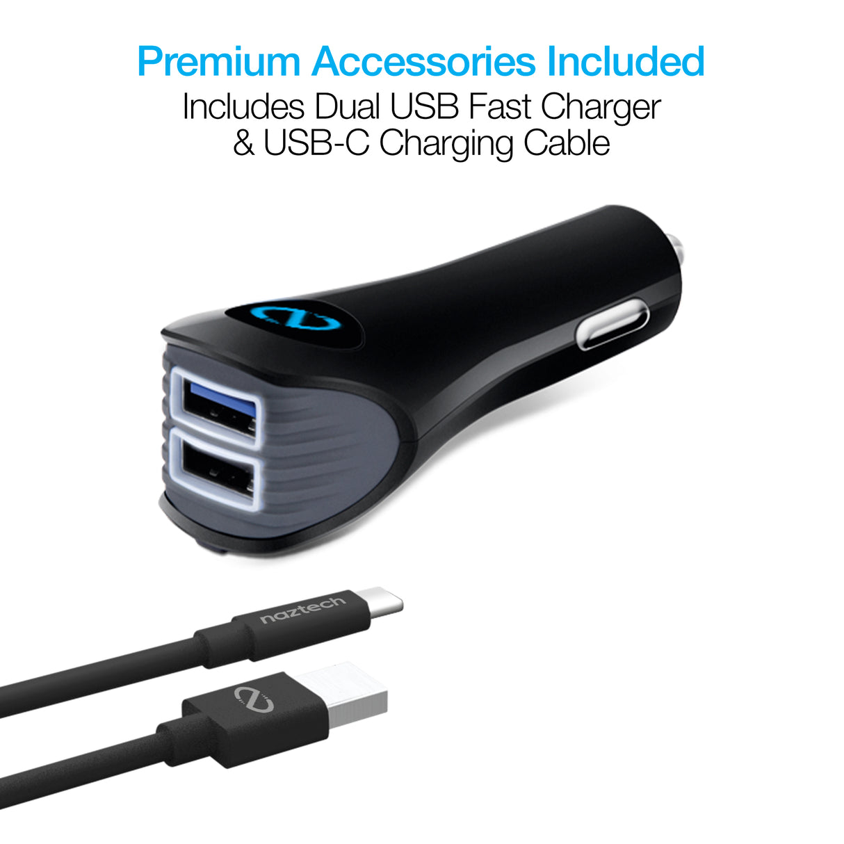 NAZTECH Smart Grip 15W sem fio de carregamento rápido suporte para ventilação + painel + pára-brisa preto