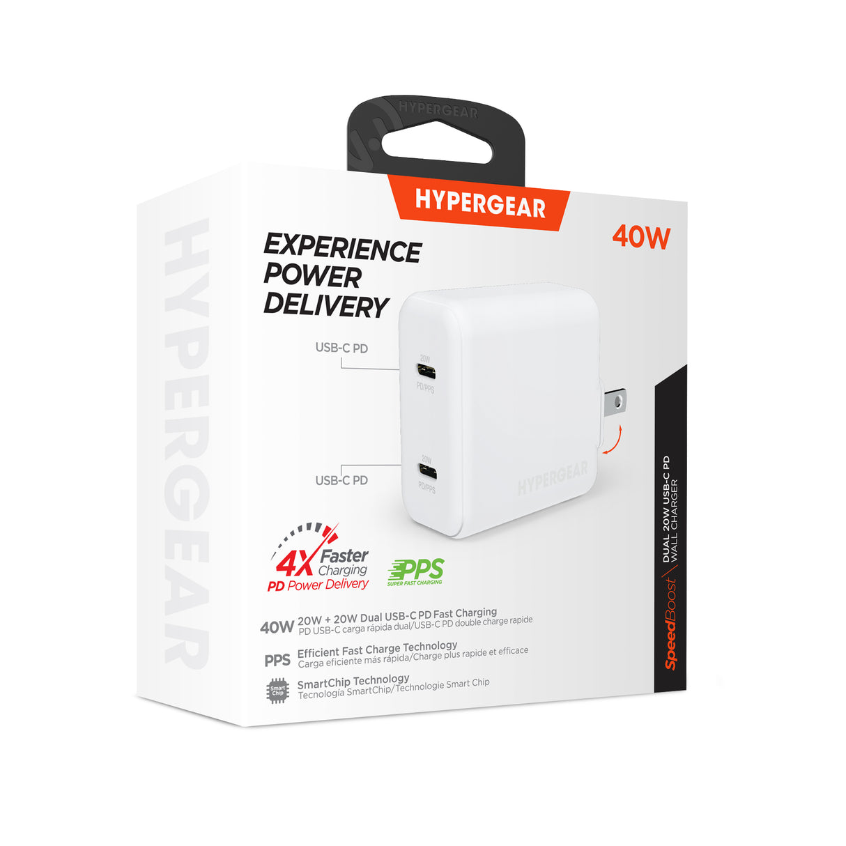 HYPERGEAR DUAL 40W USB-C-WHITE : 40W