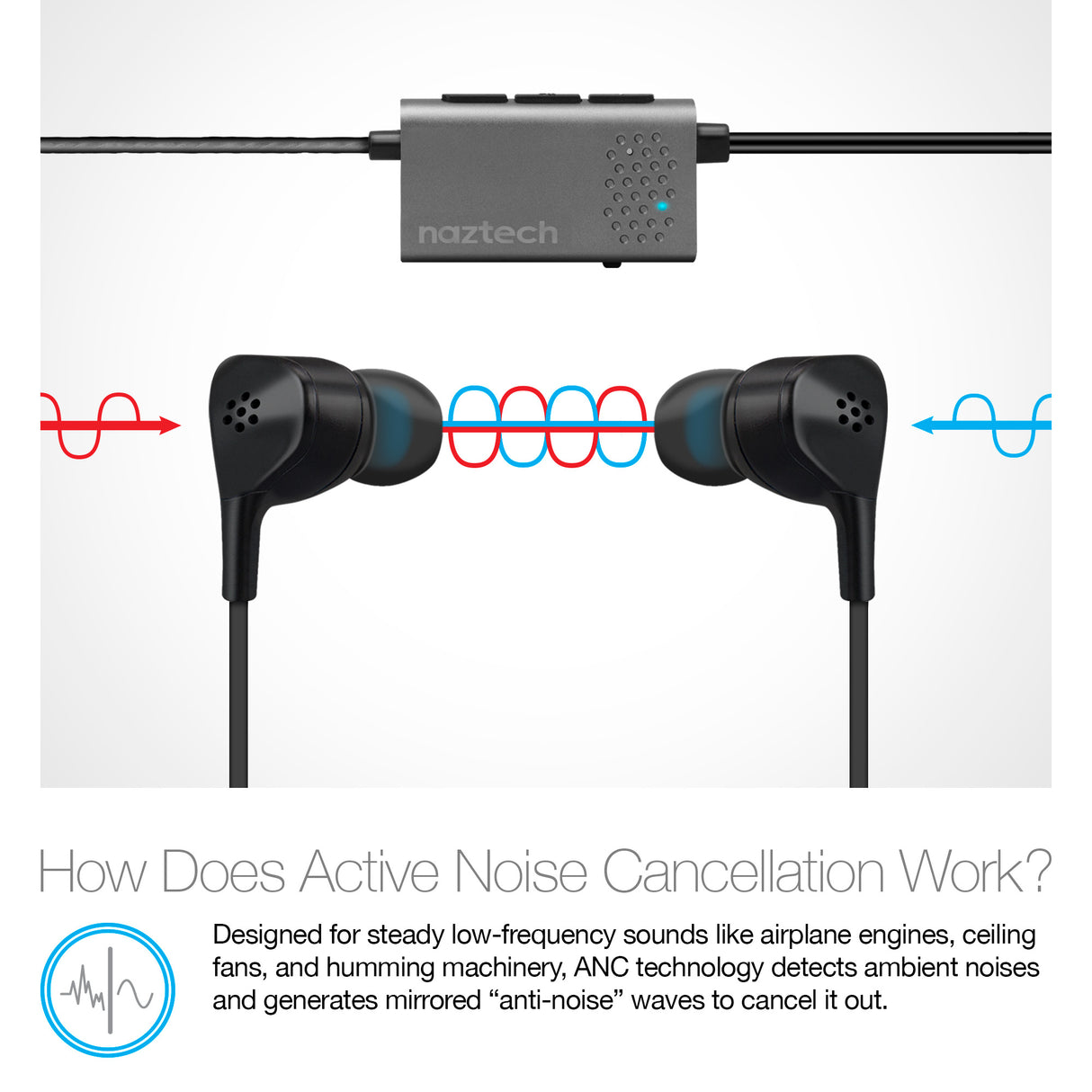 NAZTECH X1 ANC EARPHONES-BLACK : 3.5