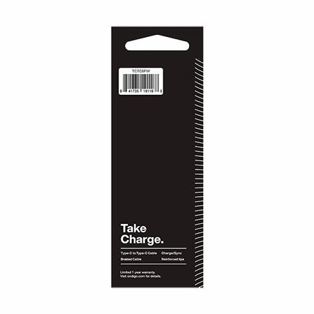 USB tipo C para tipo C Carregamento rápido e dados 6 pés cabo blindado trançado, branco