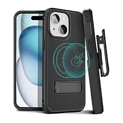 Dual Layer Hybrid Case and Belt Clip Holster - BLACK for iPhone 13 / 14