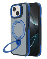 Matte Transparent Case with Wireless Charging Kickstand - BLUE for iPhone 13 / 14