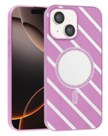 Magnetic Mirror Phone Case with Wireless Charging - PURPLE for iPhone 13 / 14