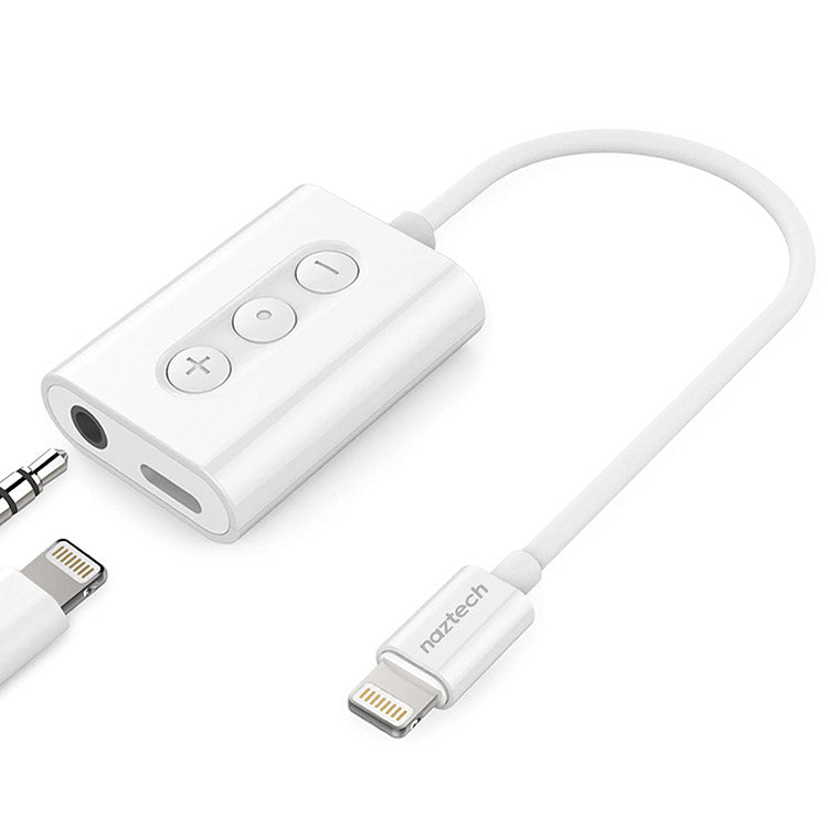 Audio + Charge Adapter for iPhone | 3.5mm Aux and MFi Lightning | White