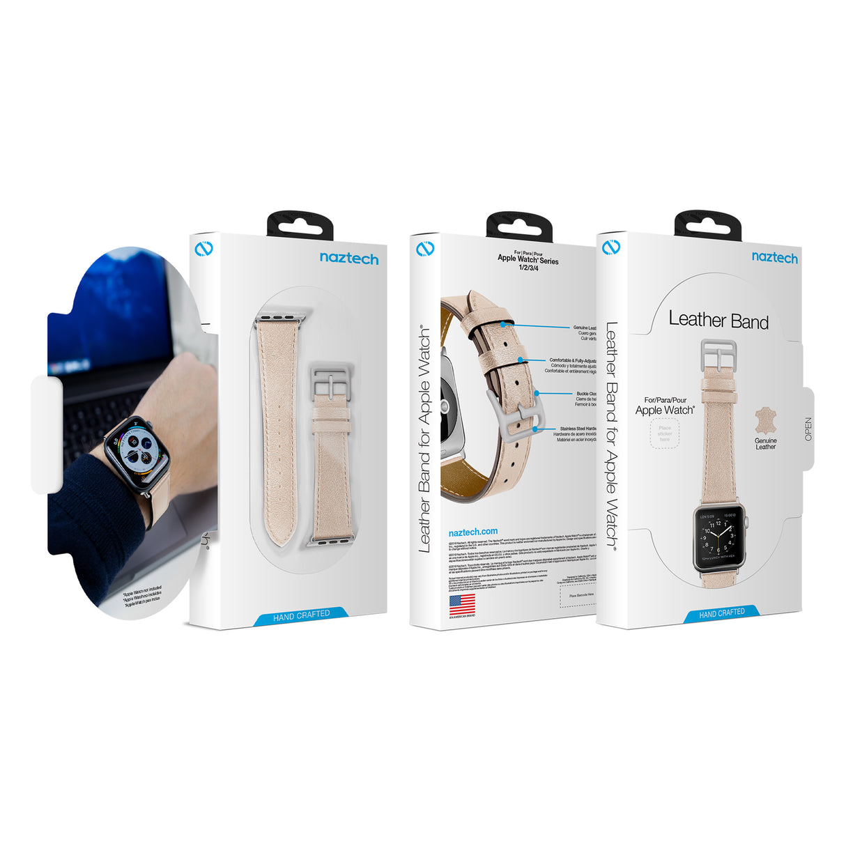 BANDA DE COURO NAZTECH APPLE WATCH 42MM 44MM