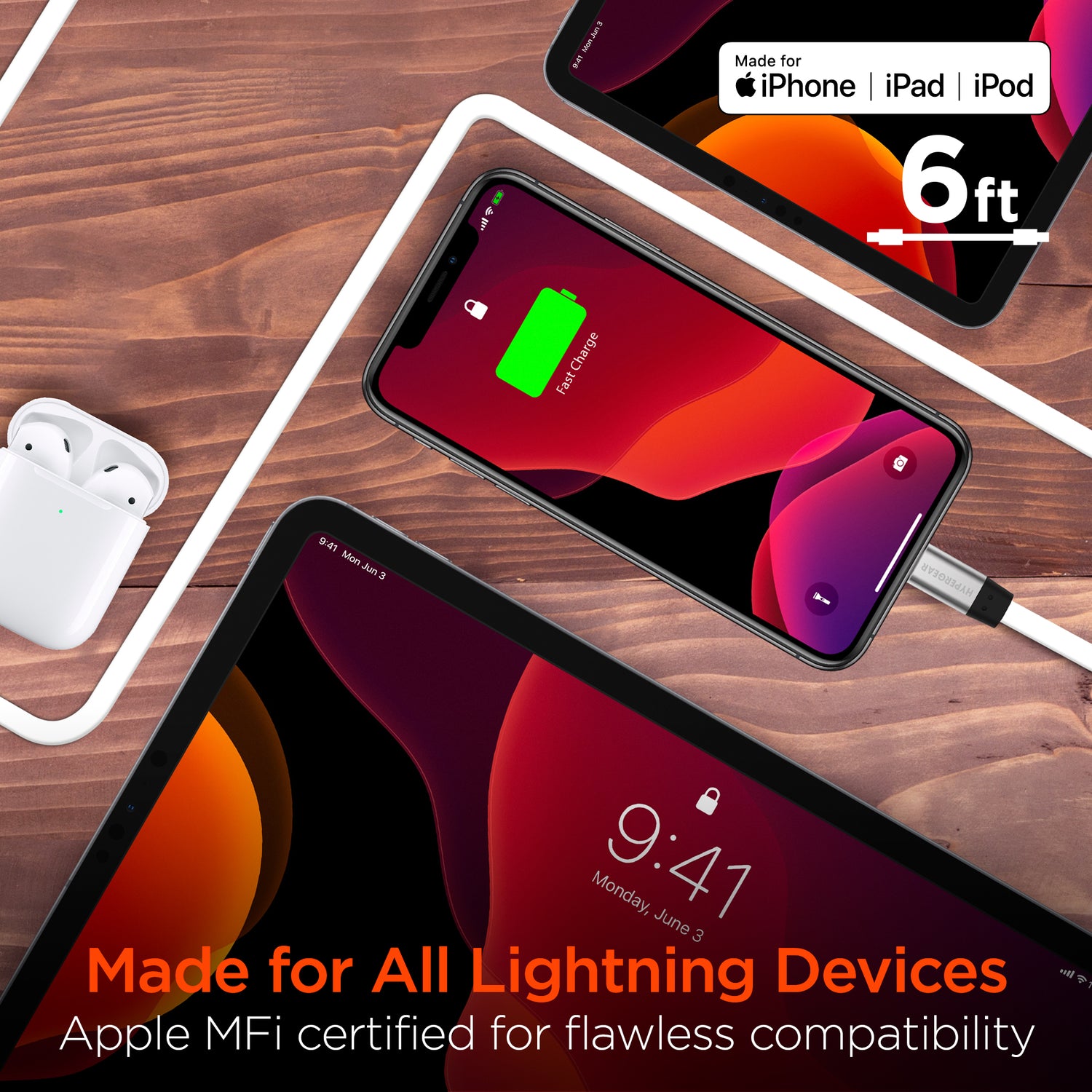 Flexi USB-C to MFi Lightning Flat Fast Charge Cable