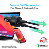 NAZTECH SpeedMax65 65W USB-C PD + USB Laptop Car Charger with Quick Charge 3.0 | Black