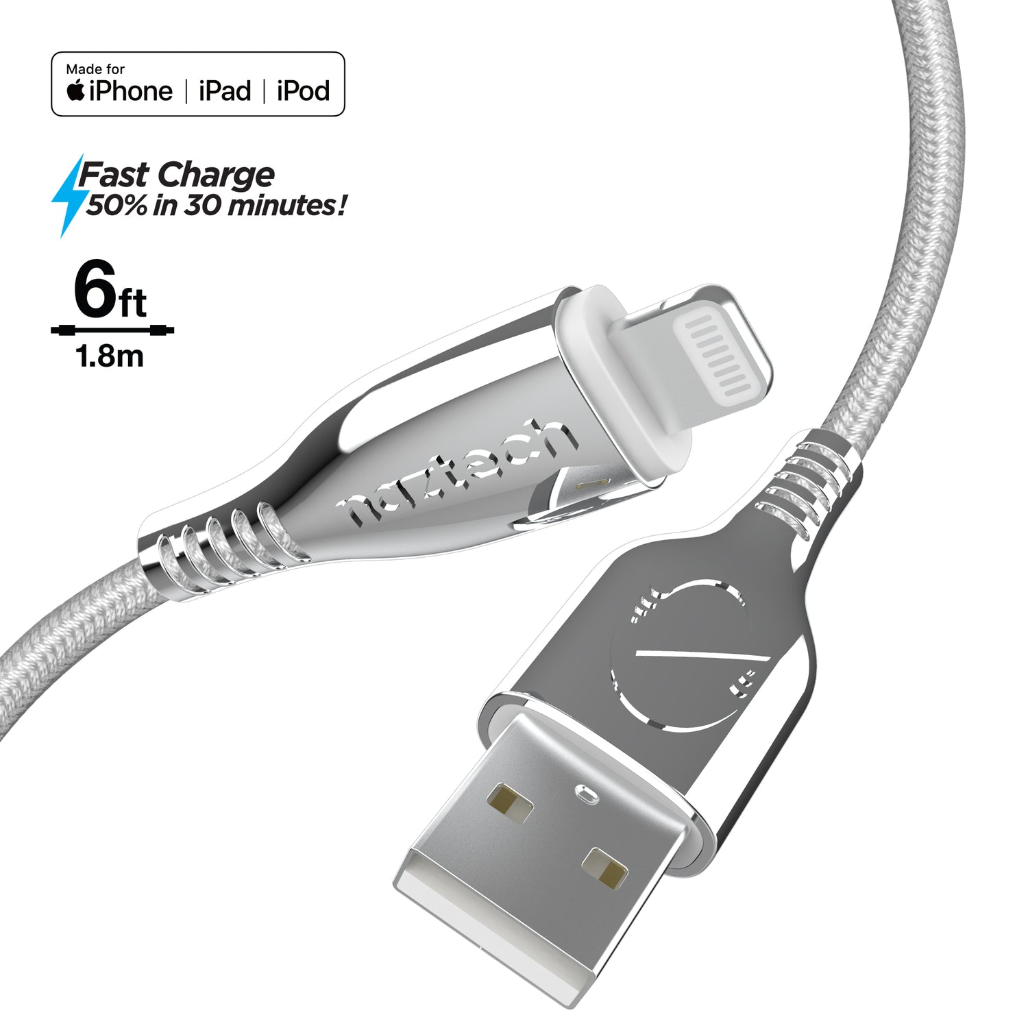 NAZTECH TITANIUM USB to Lightning Braided Cable