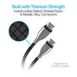 TITANIUM USB-C to USB-C Braided Fast Charge Cable 6ft Black