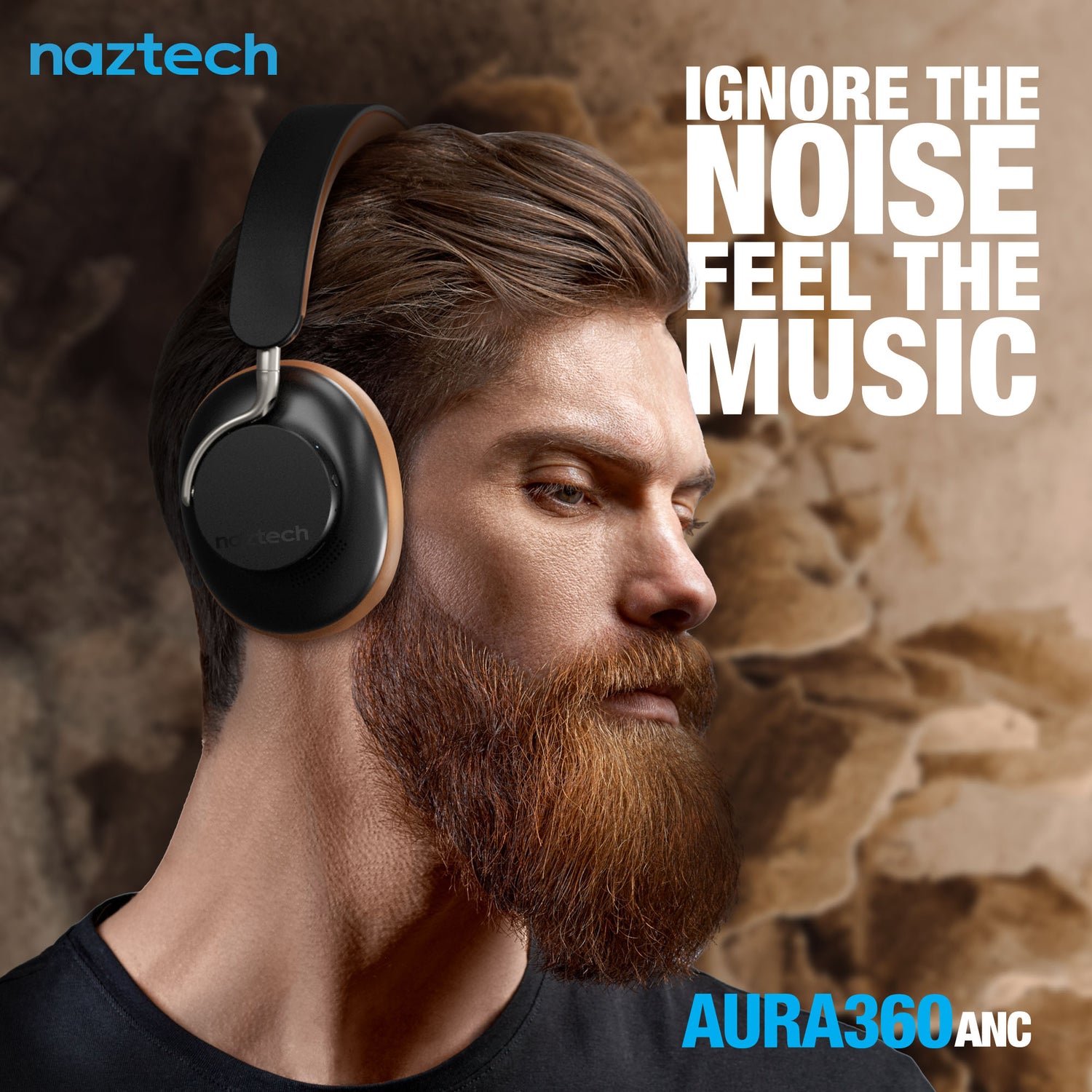 NAZTECH Aura 360 ANC Wireless Noise Cancelling Over-the-Ear Headphones