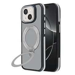 Matte Transparent Case with Wireless Charging Kickstand - BLUE for iPhone 13 / 14