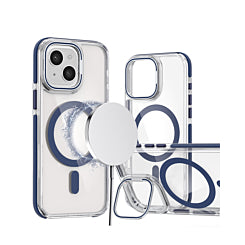 Thin Magnetic Clear Case with Camera Stand Kickstand FOR IPHONE 14 PLUS / 15 PLUS