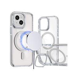 Thin Magnetic Clear Case with Camera Stand Kickstand FOR IPHONE 14 PLUS / 15 PLUS