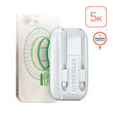 HYPERGEAR 5,000mAh Mag Grip Go Magnetic Wireless Fast Charge Power Bank with Built-In Cables