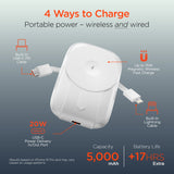 HYPERGEAR 5,000mAh Mag Grip Go Magnetic Wireless Fast Charge Power Bank with Built-In Cables