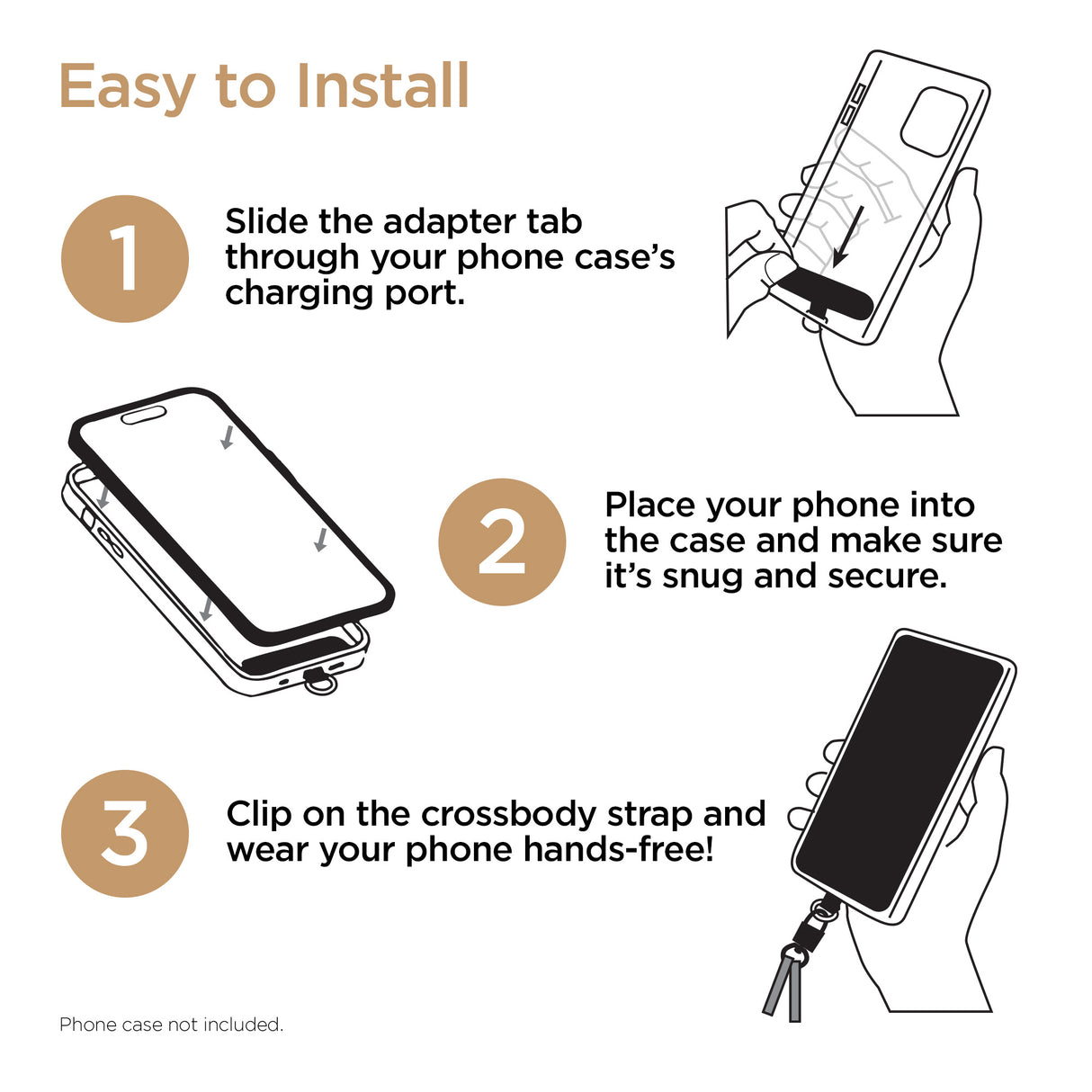 HyperGear TECHcessories | Universal Crossbody Phone Strap | Sand Braided Rope