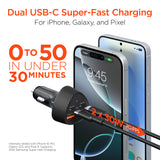 HYPERGEAR SpeedBoost 77W Quad-Port Fast Car Charger with Dual 30W