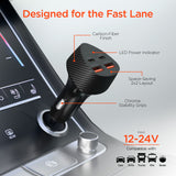 HYPERGEAR SpeedBoost 77W Quad-Port Fast Car Charger with Dual 30W