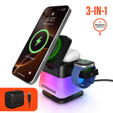 HYPERGEAR PowerFold Cube 3-in-1 Wireless Charging Stand with 15W Magnetic Wireless Fast Charge