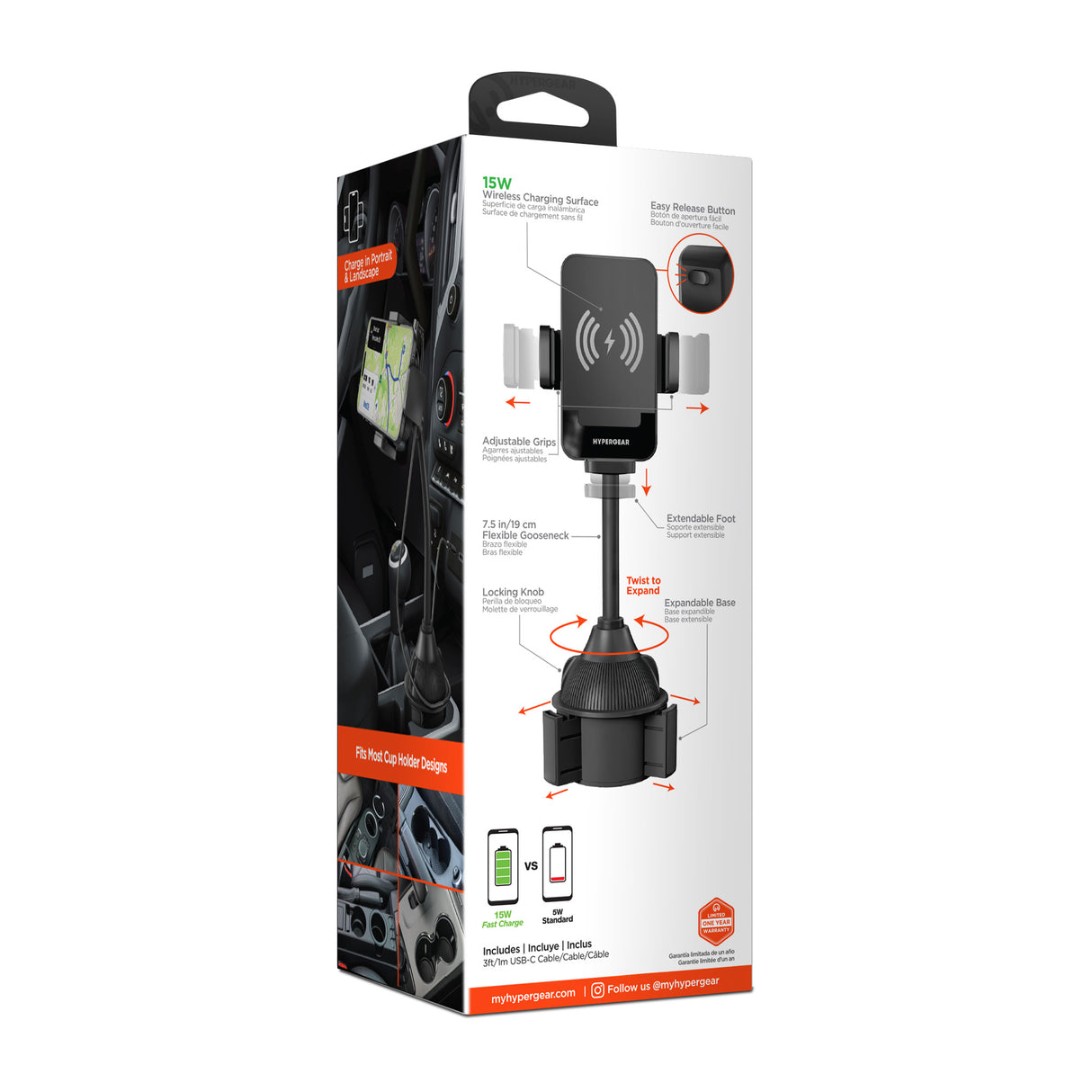 HyperGear EZ Grip 15W Wireless Fast Charge Mount Black