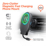 Mag Grip 15W Magnetic Wireless Fast Charging Phone Mount | Vent + Dashboard + Windshield | Black