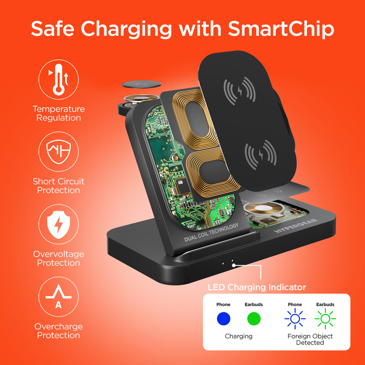 HyperGear PowerFold 24/7 Charging Stand With Clock Black