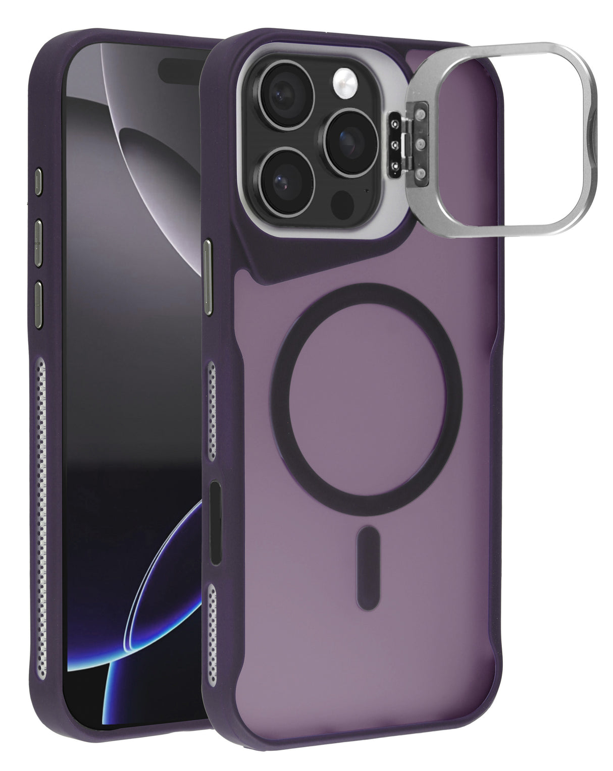 Matte Transparent Camera Stand Case with Wireless Charging for iPhone 16 Pro