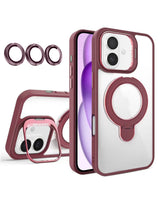 Magnetic Clear Case with 2 Kickstand & Camera Lens for iPhone 17