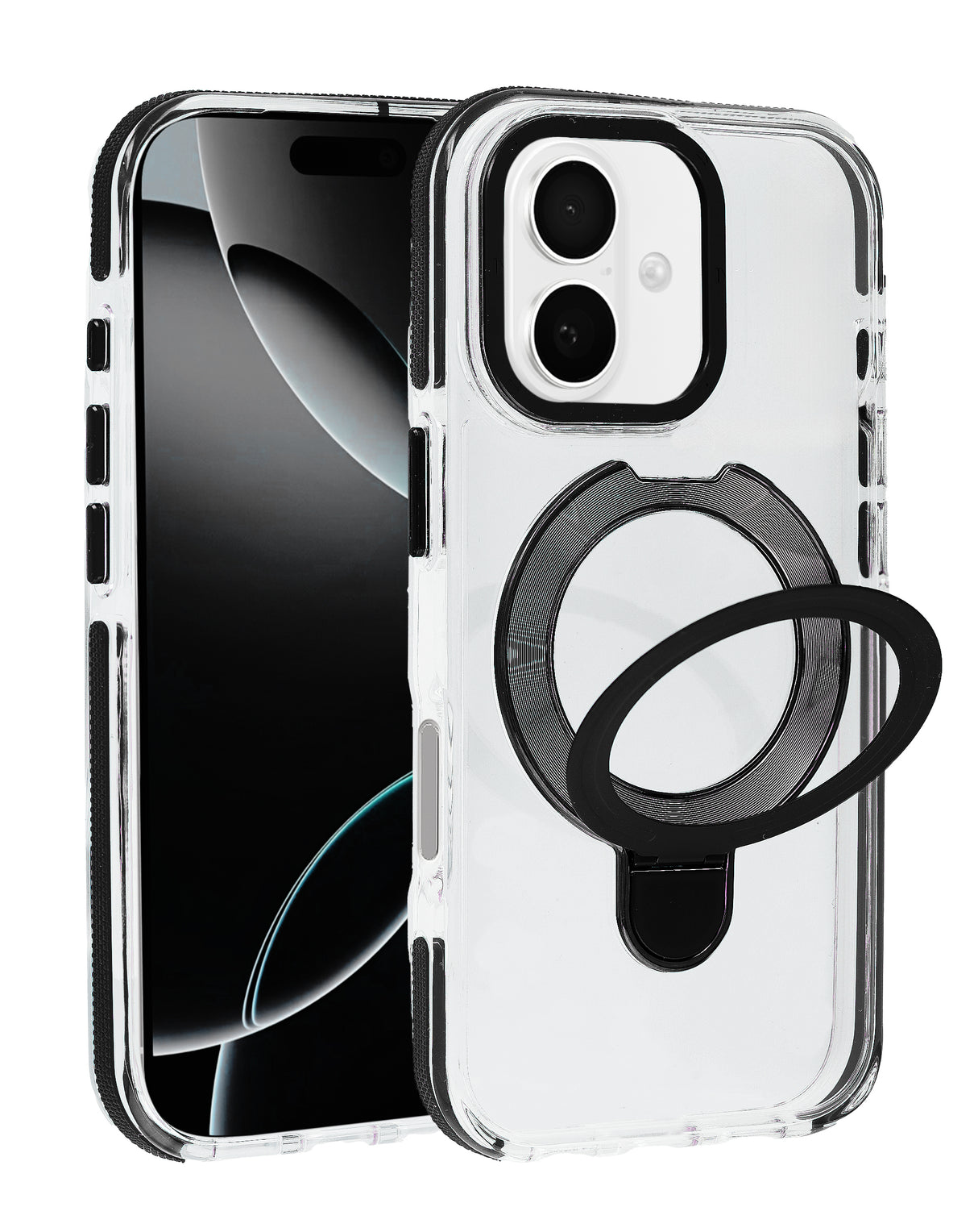 Transparent Case with Wireless Charging Kickstand for iPhone 17