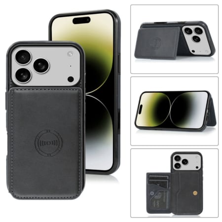 Leather Pocket Wallet Case - BLACK for iPhone 17 Pro Max