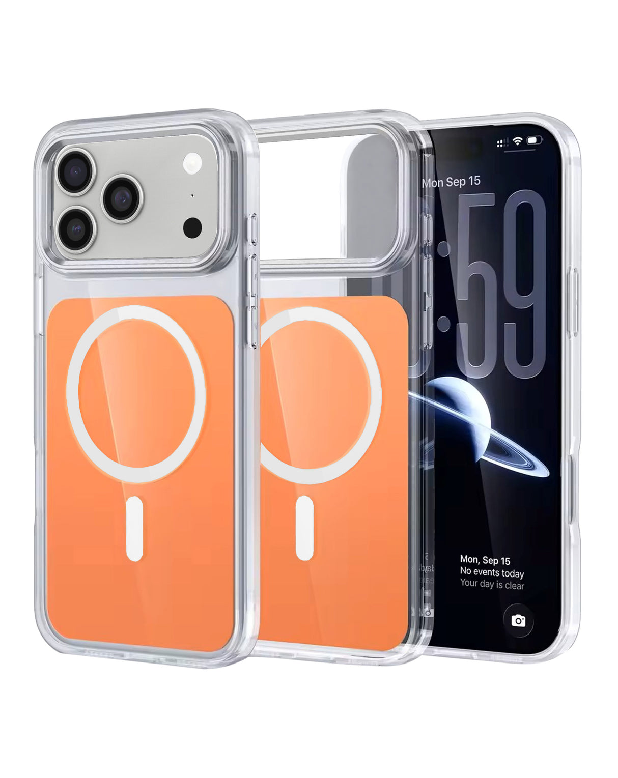 Transparent Magnetic Shockproof Case - ORANGE for iPhone 17 Pro Max
