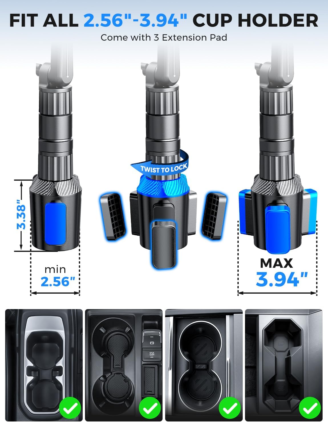 2-in-1 Tablet Cup Holder Mount, Extra Drink Holder for Car Truck iPad Stand