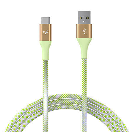 EcoBlvd LifeVine USB-A to USB-C Cable (L=6 FT) - Green