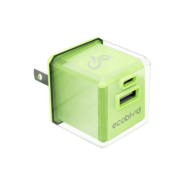EcoBlvd PowerPlant Dual Port Wall Charger (Power Delivery & QC3.0)(30W) - Green