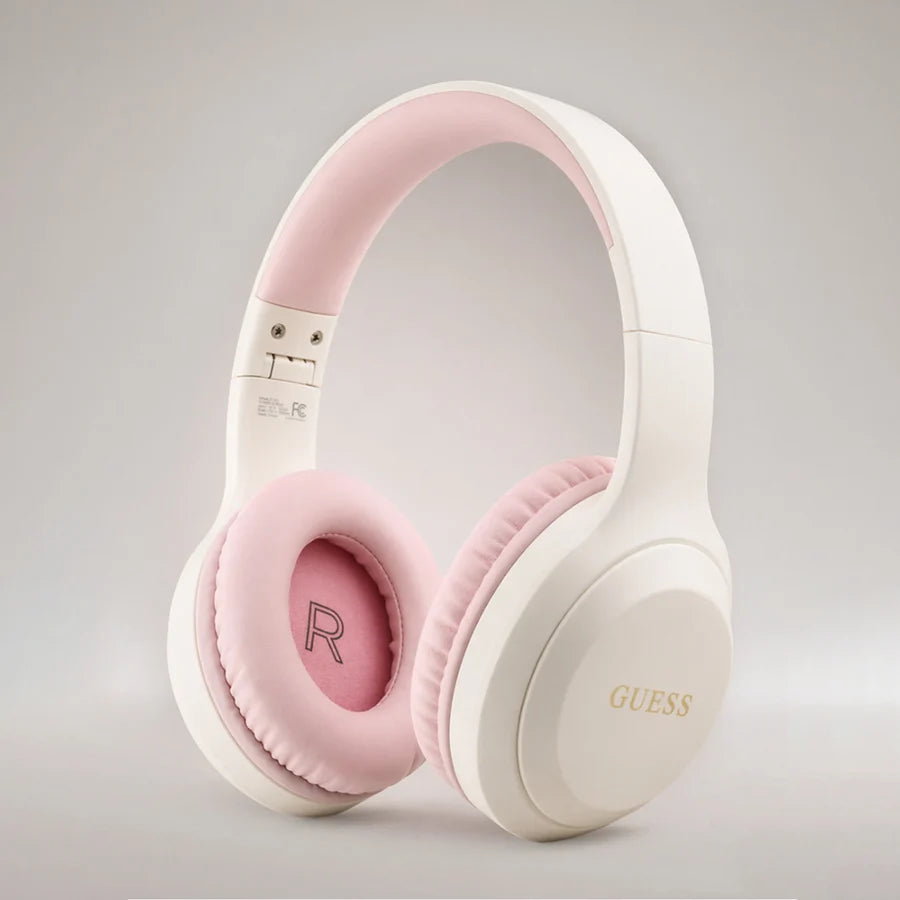 Guess Two-Tone Gold Logo Bluetooth Headphones - Pink
