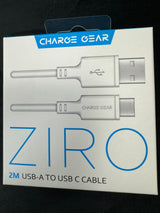 CHARGE GEAR ZIRO 2M USA-A TO USB-C CABLE