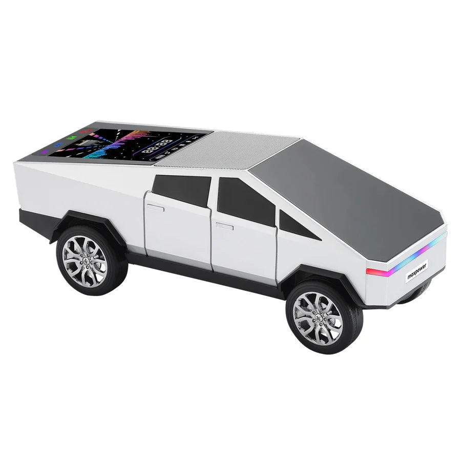 MaxPower Tesla cyber truck style Bluetooth Speaker with front flashing LED Lights and Back Light Up Panel