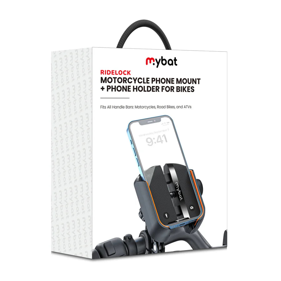 MyBat RideLock Motorcycle Phone Mount and Phone Holder for Bikes - Black