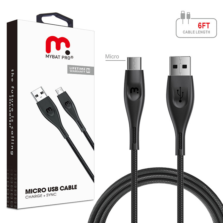 Cabo de dados micro USB MyBat Pro 6 pés - preto