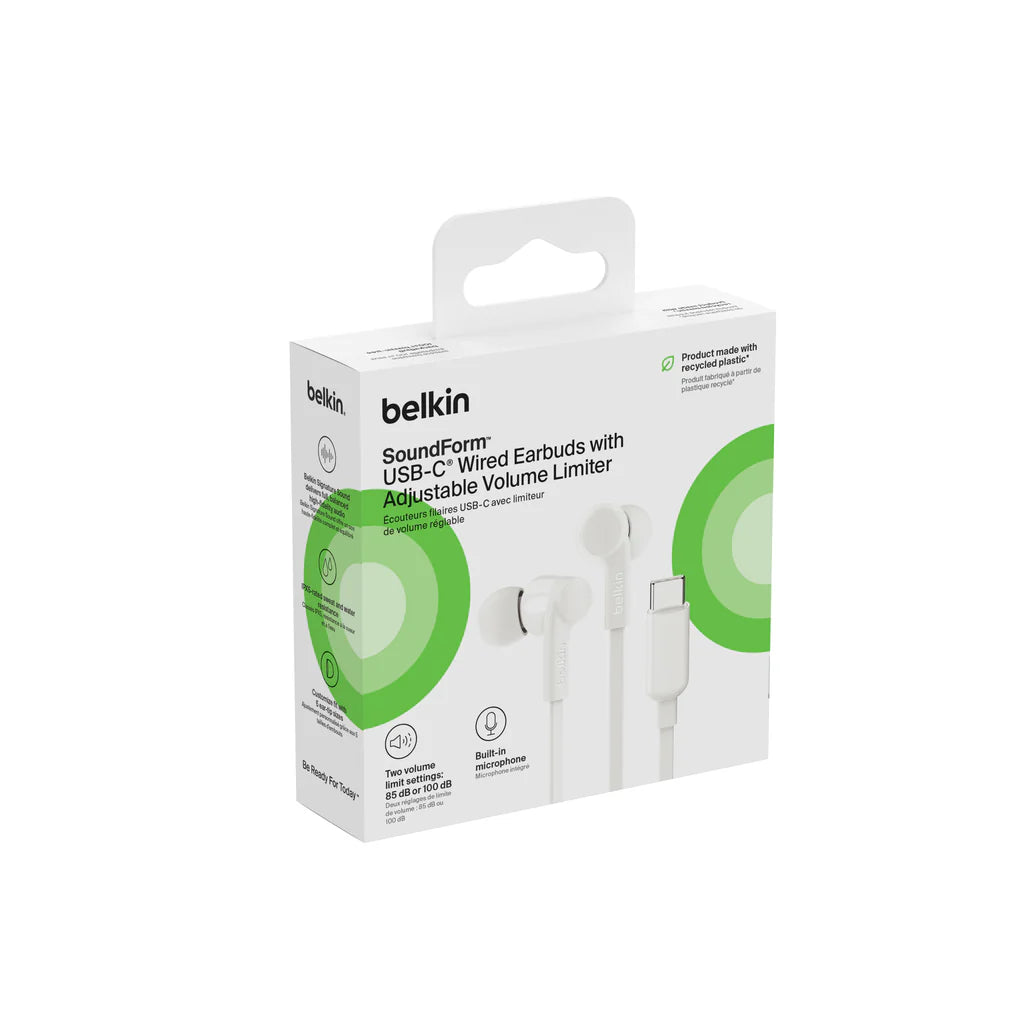 Belkin Usb-C Wired Earbuds W/ Adjustable Volume Limiter