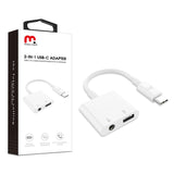 Adaptador de tomada de áudio USB-C MyBat Pro 2 em 1 - Branco