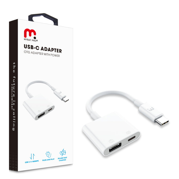 MyBat Pro USB-C to USB Camera Adapter with Charging Port – White