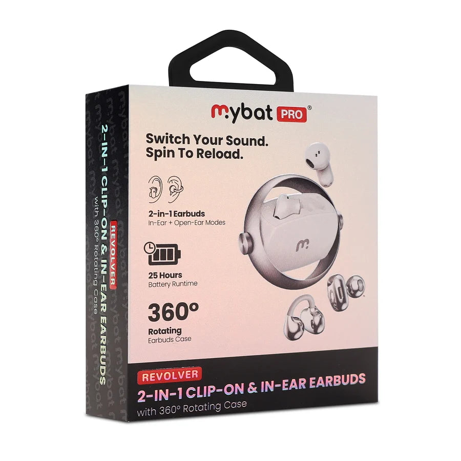 MyBat Pro Revolver 2-in-1 Clip-On & In-Ear Earbuds + Rotating Case - White