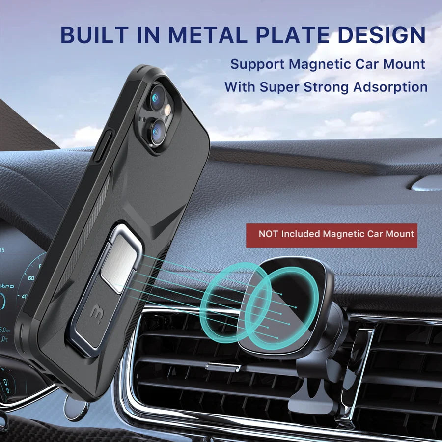 MyBat Pro Antimicrobial Stealth Series (with Stand) for Apple iPhone 17e / 16e / 14 / 13 - Black / Black