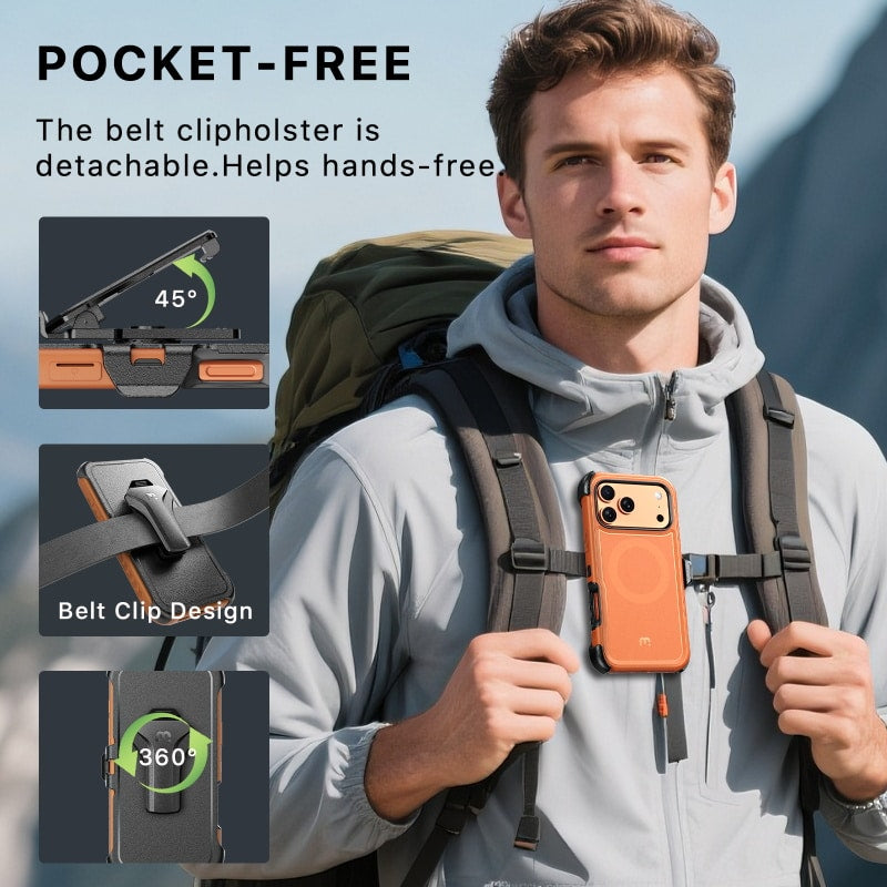 MyBat Pro Maverick Series MagSafe Case w/ Holster and Tempered Glass for Apple iPhone 17 Pro Max