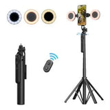 MyBat Pro HaloPod Tripod Selfie Stick with Two Ring Light & Balance Handle – Black